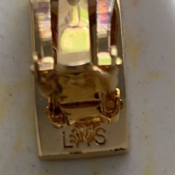 Lele Sadoughi Garden Mosaic Iris Petal Drop Earrings Sunset Blue Howlite Clip-On - Picture 5 of 8